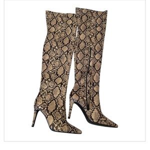 New over the knee snake print boots